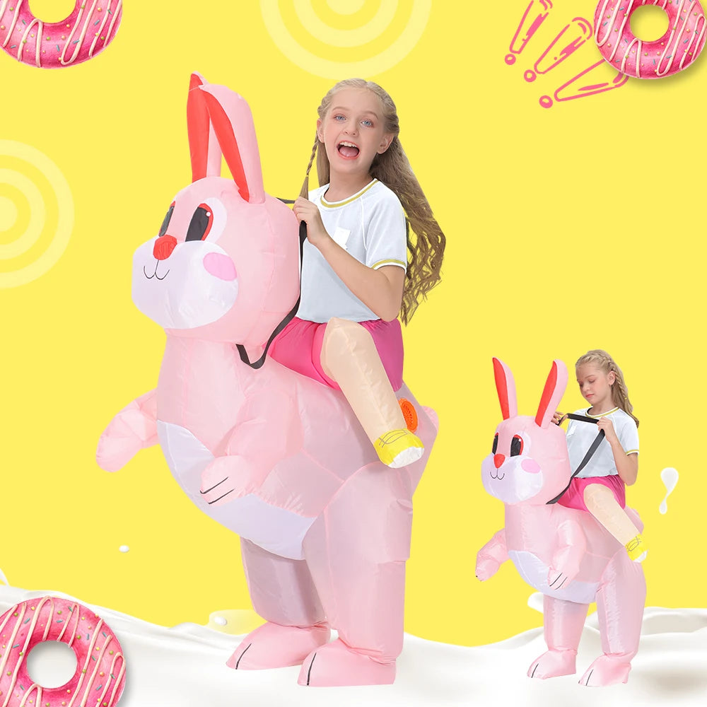 New Adult Kids Bunny RabbitAnime Inflatable Costumes Easter Cosplay Costume Halloween Purim Party Role Play Disfraz